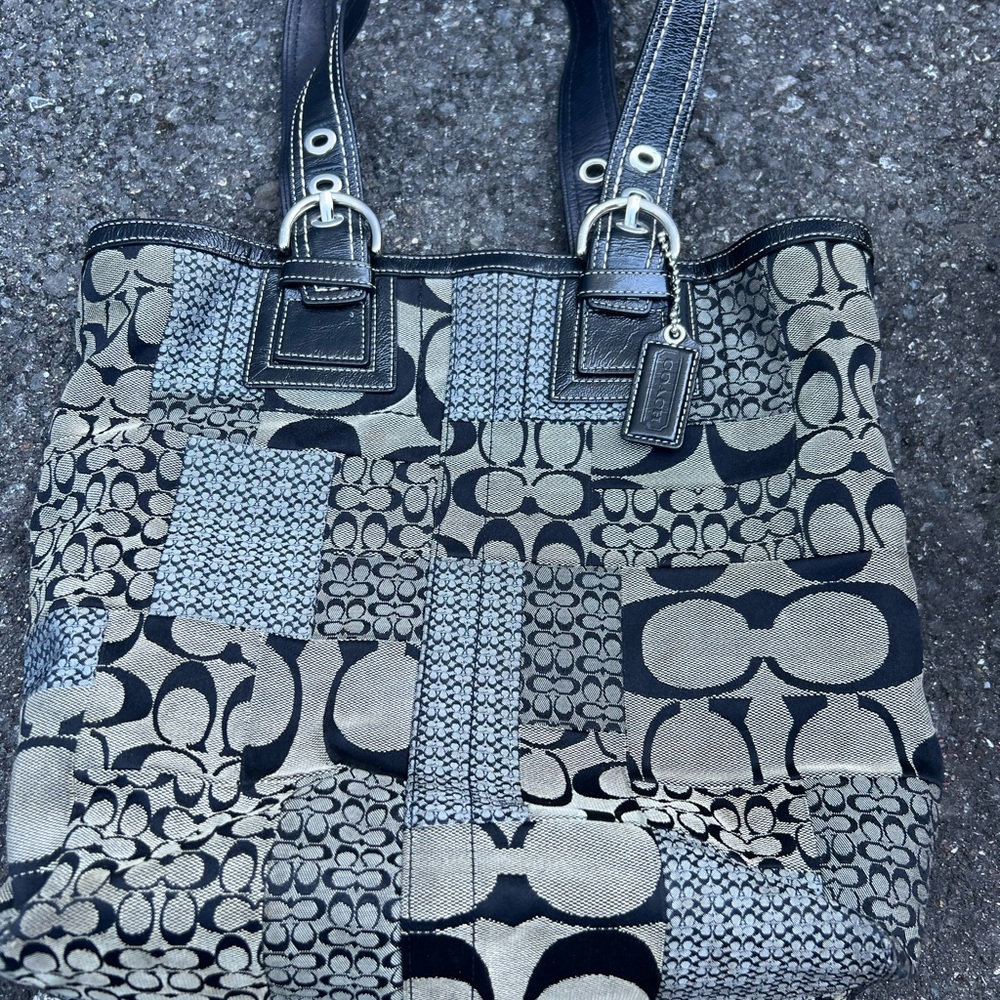 Coach Black And Gray Patchwork Tote - image 2